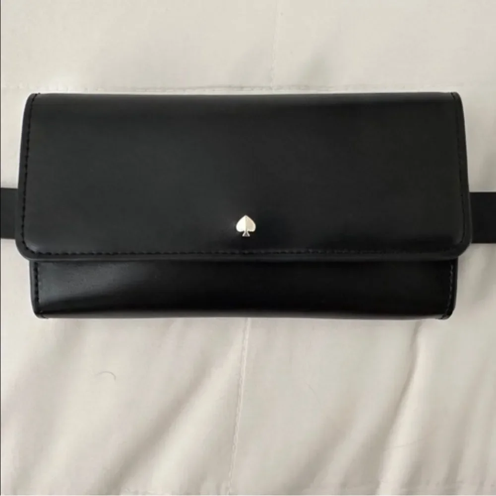 Kate Spade Leather Belt Bag Black Foldover Size S/M & L/XL • NEW WITH TAGS •